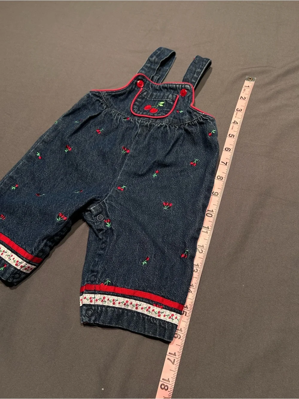 Y2K Gymboree Embroidered Cherry Denim Overalls